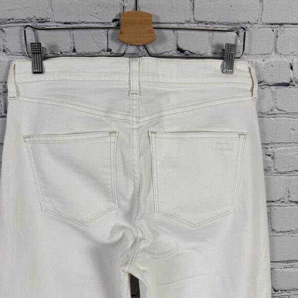 AYR The Bomb Pop Jeans Fray Hem High Rise Crop Stretch Womens 30 Magnolia White - Picture 12 of 14